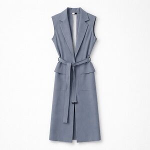Topshop Sleeveless Longline Blazer Vest | Dusty Blue | US 6